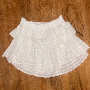 LoveShackFancy White Ruffle Mini Skirt